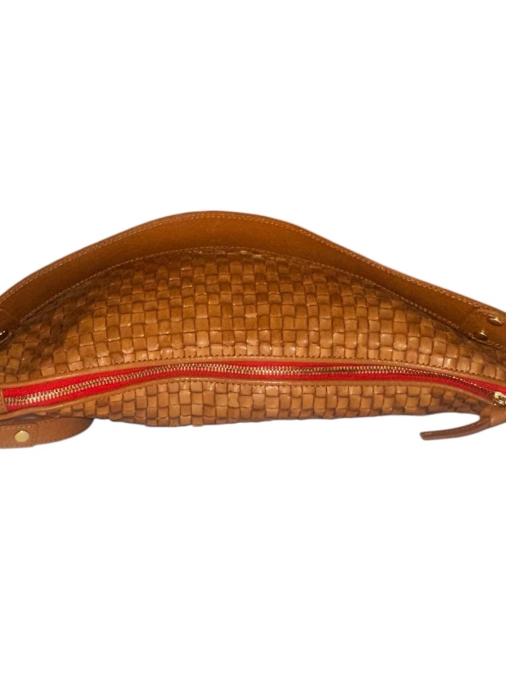 Clare V. Moyen Messenger Woven Leather Zip Top Crescent Shoulder Crossbody Bag - Picture 6 of 9